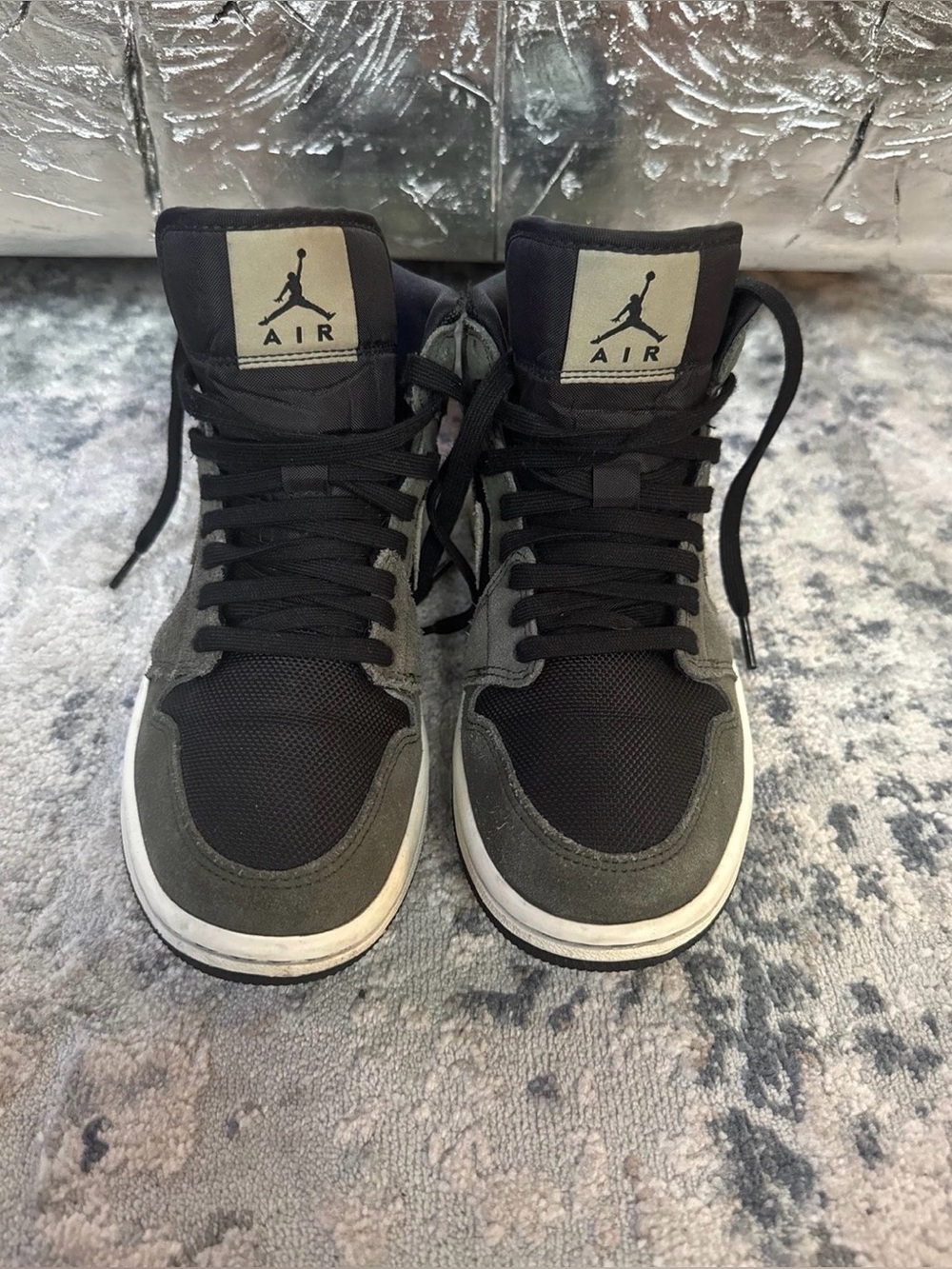 Air Jordan 1 Mid Olive Canvas Black Womens Sneakers Size 6.5  Women